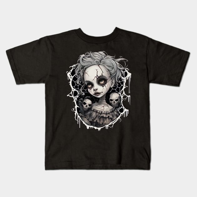 Gothic Aesthetic Doll Kids T-Shirt by PixelArt